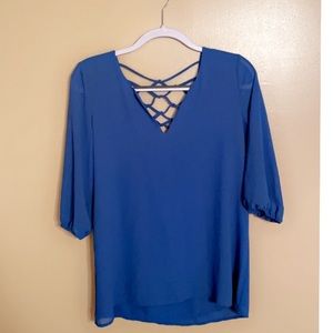 Royal Blue Blouse with Knotted Back Design